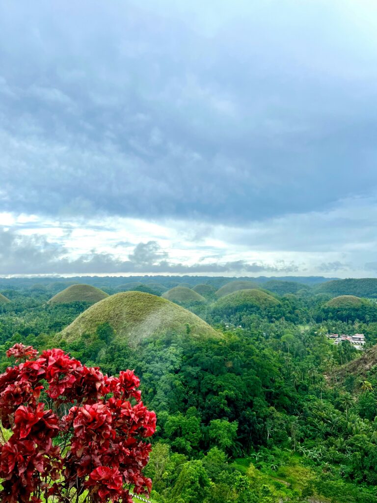 Family enjoying Chocolate Hills view in Bohol with children