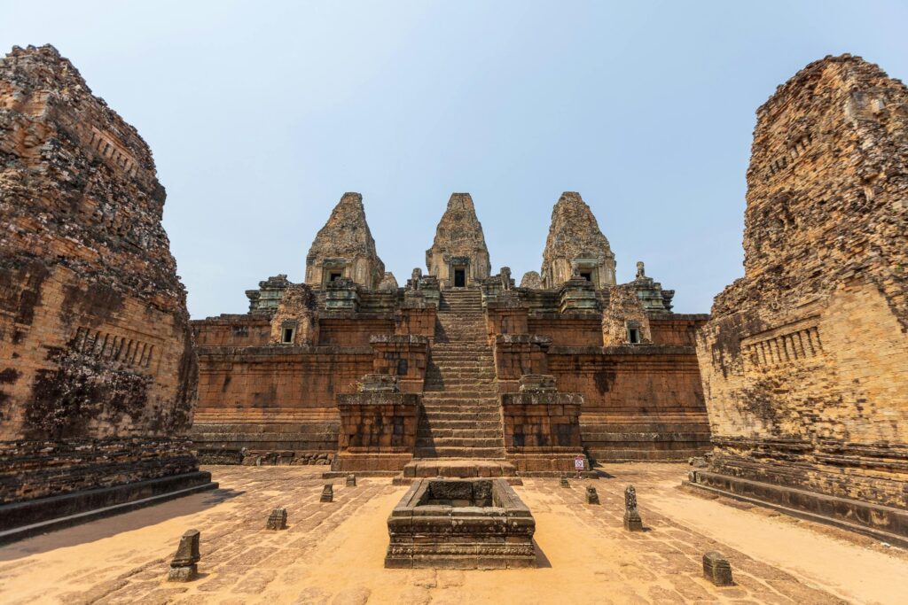 Pre Rup temple with dramatic golden light at sunset