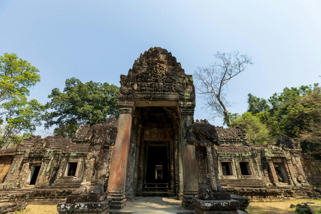 Sprawling Preah Khan temple complex, Angkor, with ceremonial