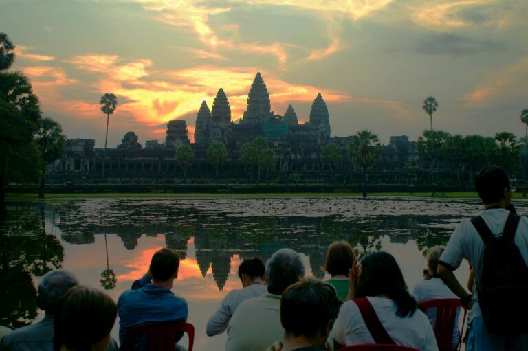 Angkor Wat sunrise and Bayon temple faces
