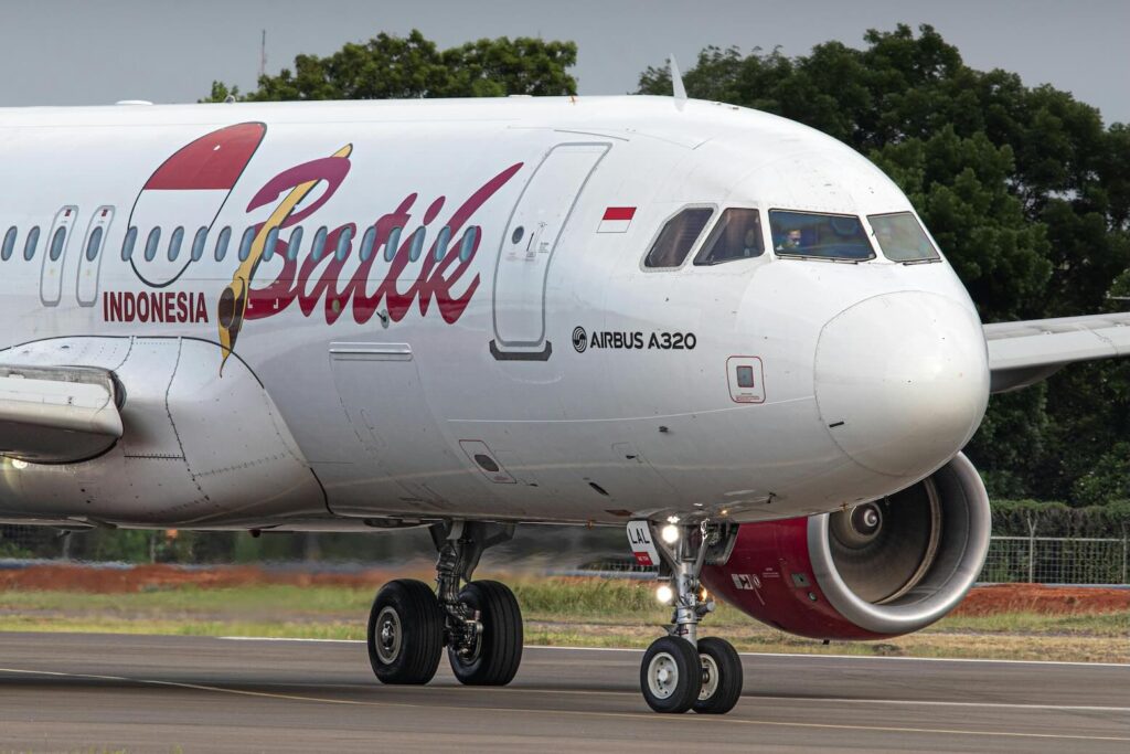 Batik Air Airbus A320 at local airports in Southeast Asia (Indonesia)